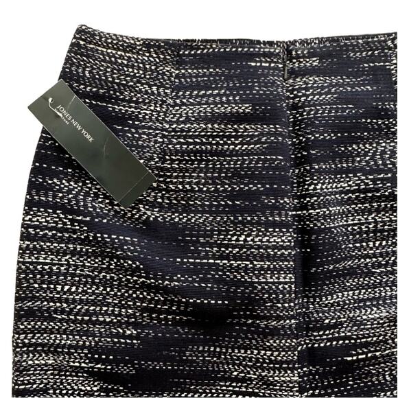 Jones New York Skirt Cotton Navy White Print Pencil Knee Length Tailored Size 4 - Picture 7 of 11